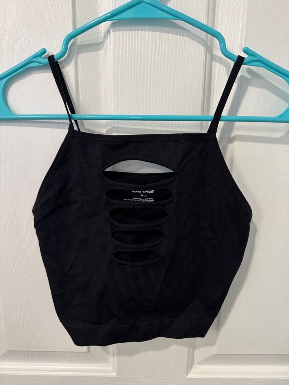 Garage Black Cutout Ribbed Crop Top